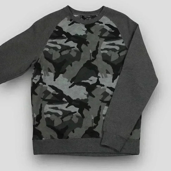 NEW! GEORGE men's quilted crewneck‎ popover grey/black camo medium - Picture 5 of 8